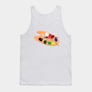 Artist Palette with Paints and Brushes (White Background) Tank Top